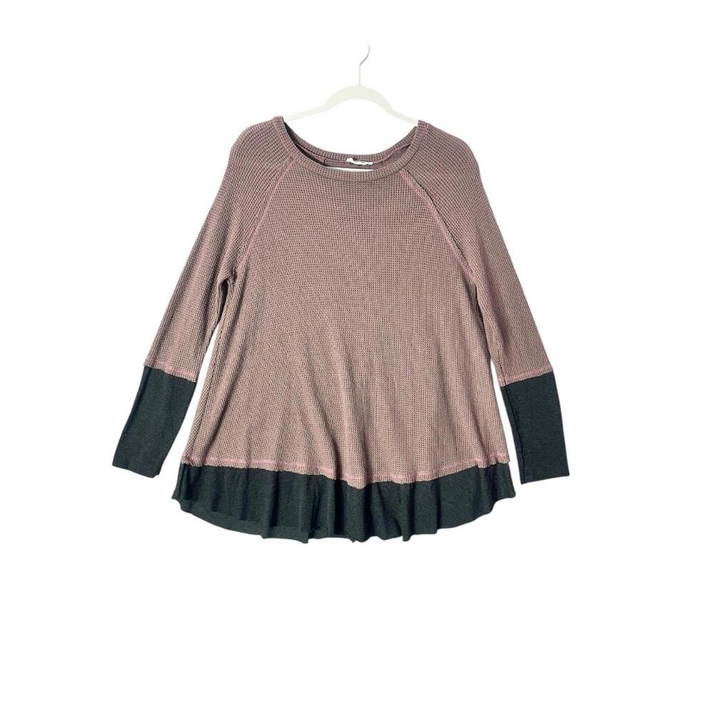 Ee:some Color Block Waffle Knit Long Sleeve Top Size M